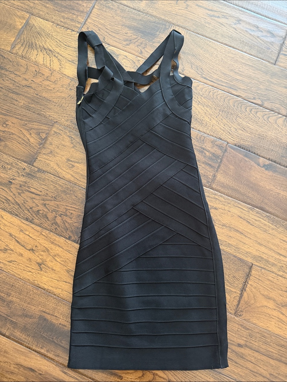 Stretta Black Strappy Bandage Mini Dress